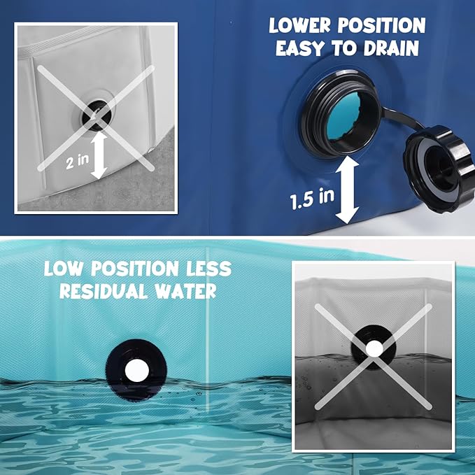 Furrybaby Dog Pool, Foldable Dog Pools for Large Dogs Portable Pet Pool Kiddie Pool Doggie Wading Pool Dog Swimming Pool(Navy 47'') Indoor and Outdoor