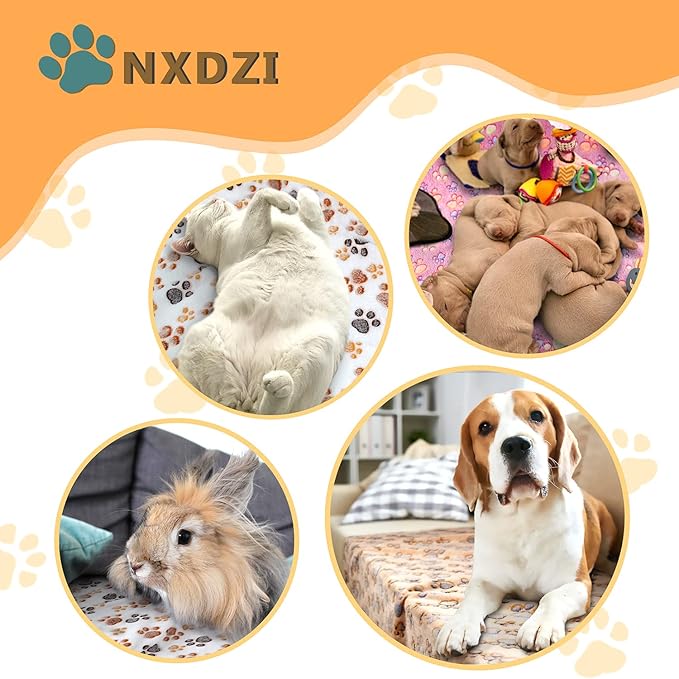 Dog Blankets for Large Dogs, 3 Pack Dog Blanket Washable 41" x 31", Fuzzy Soft Pet Mat Throw Cover for Kennel Crate Bed, Cute Paw Pattern,Waterproof Cat Blanket, Blankets for Dogs, Pet Blanket