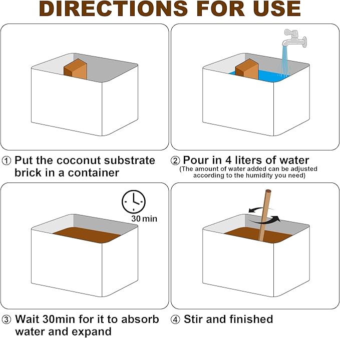 winemana Coconut Fiber Substrate for Reptiles, 10 Quart Coconut Bedding for Reptile Terrarium Tanks Tarantula Tortoises Lizards