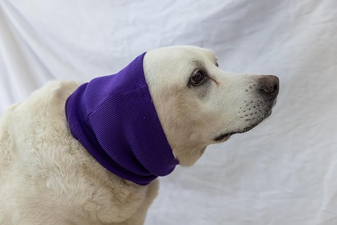 Ear Hematoma Dog, Eog Ear Wrap Hematoma Ear Wrap Snood Noise Cancelling Dog Ear Covers for grooming Purple L