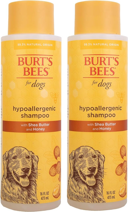 Burt's Bees for Pets Naturally Derived Hypoallergenic Dog Shampoo with Shea Butter and Honey - Shampoo for All Dogs and Puppies with Dry or Sensitive Skin - Made in the USA - 16 Ounces - 2 Pack