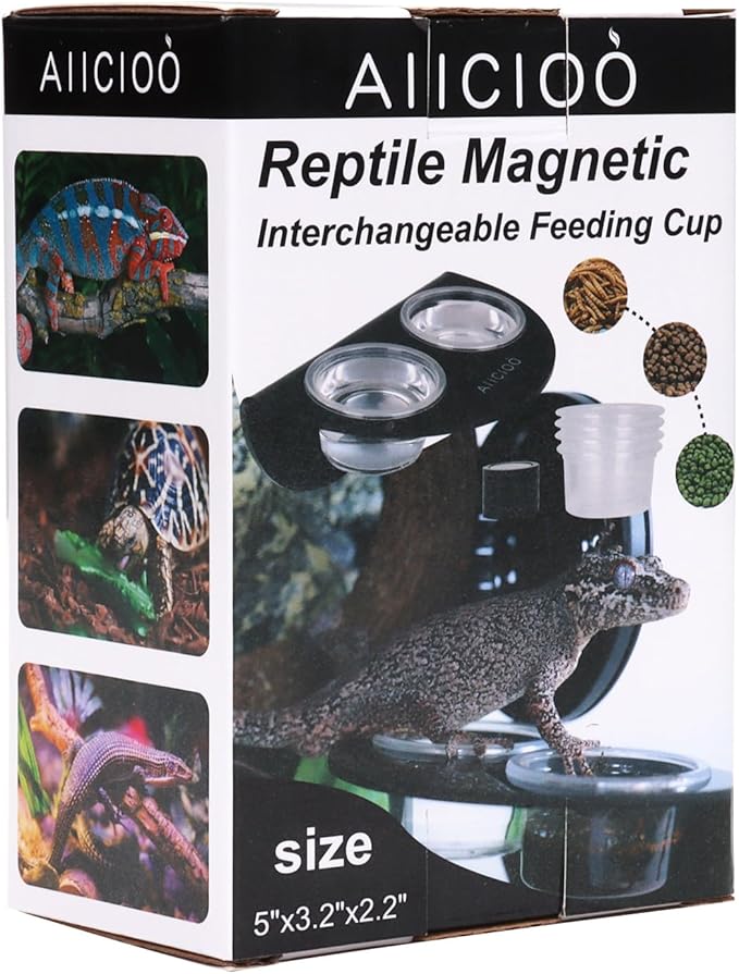 Gecko Feeder Ledge with 6 Pack Plastic Bowls Strong Magnetic Reptile Food Feeder Water Dish