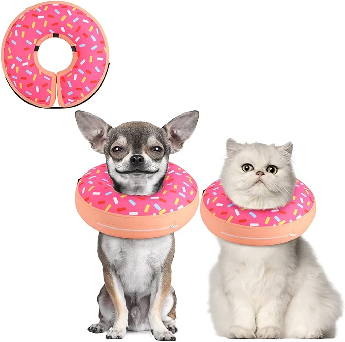 Supet Inflatable Dog Cone Collar for Medium Small Dogs, Soft Cone Collar for Dogs Cats, E Collar Dog Neck Donut Dog Puppy Doggie Cone Alternative After Surgery