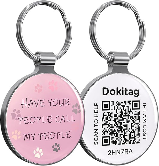 QR Code Pet ID Tag, Dog ID Tag, Pet Online Profile - Scan QR Receive Instant Pet Location Alert Email, Lightweight Zinc Alloy Dog Tag (Text A, Regular)