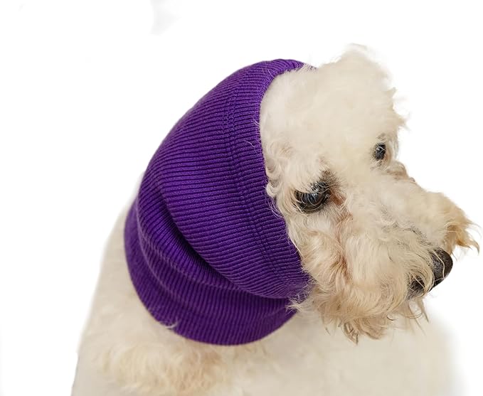 Dog Ear Covers for Grooming Neck Protector Dog Ear Wrap Snood Pet Noise Cancelling Headphones for Dogs Purple M