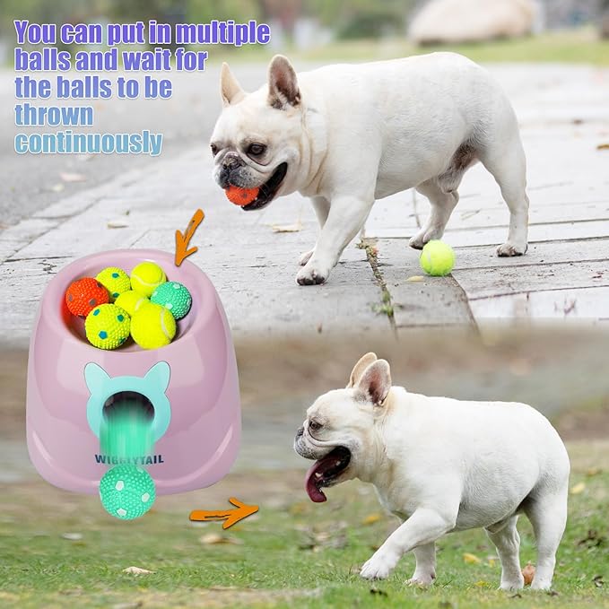 Automatic Ball Launcher for Dogs, Remote Dog Fetch Ball Thrower Launcher, Dog Toys Launcher Ball Thrower with 10 Balls for Small Dogs and Puppies, Interactive Dog Self Playing