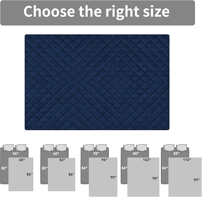 Easy-Going 100% Waterproof Dog Bed Cover Reversible Leak Proof Couch Cover Washable Sofa Cover Furniture Protector Blanket for Pets Kids Children Dog Cat (82x86 Inch, Navy/Ivory)
