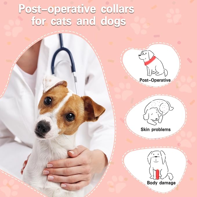 Dog Cone,Dog Surgery Collar,Dog Cones for Small Medium Large Dogs,Inflatable Cone for Dogs, Pink Doughnut Dog Cone Collar, Does not Impede Vision Dog Recovery Collar