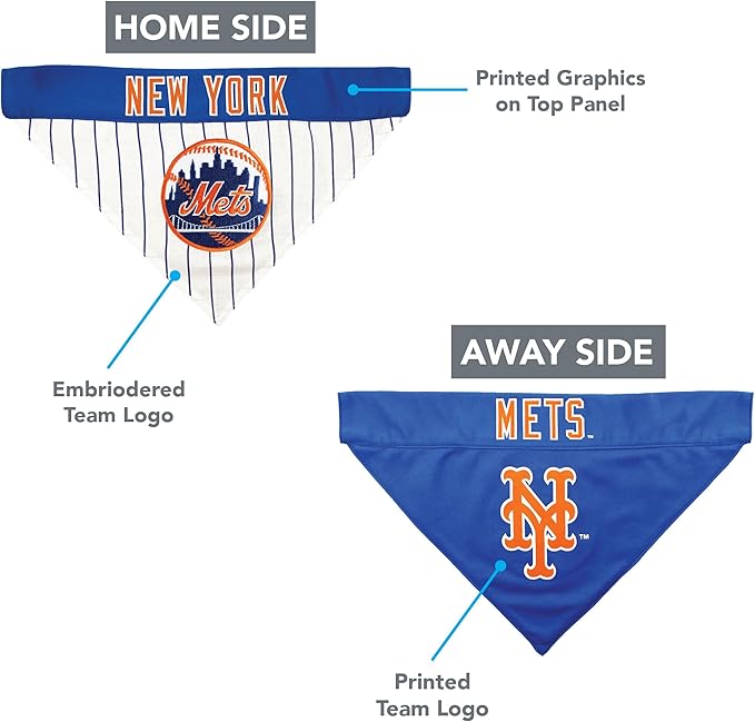 Pets First MET-3217-L-XL MLB Dog Bandana - New York Mets Reversible Pet Bandana, Large/X-Large, MLB Team Color