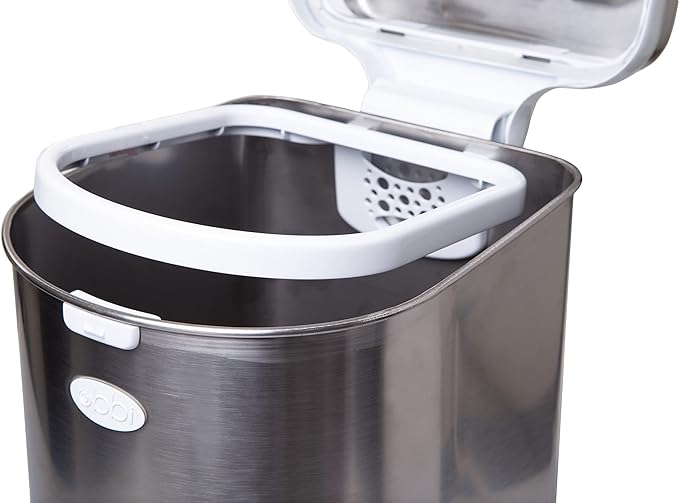 Ubbi Pet Waste Pail, Cat Litter Disposal System, Odor Locking, Chrome