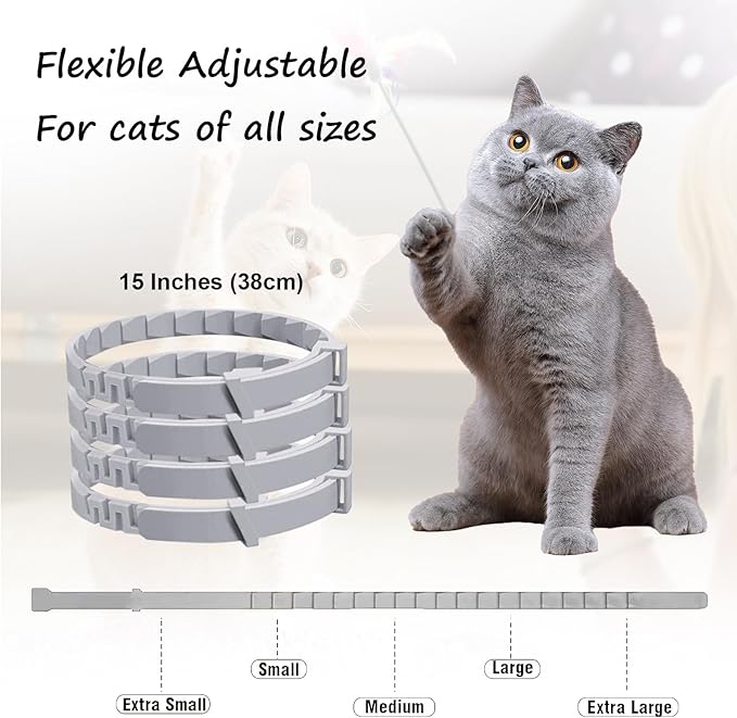 4 Pcs Calming Collar for Cats Cat Pheromone Calming Collar Stress (Gray)