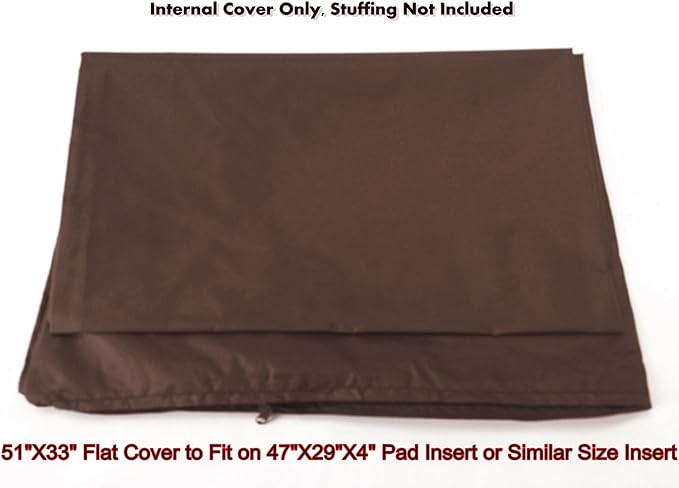 Dogbed4less 2 Pack Internal Duvet Case Waterproof Zipper Dog Bed Cover for Extra Large 47"x29"X4" Memory Foam Pad Pet Bed - 51"X33" FLAT