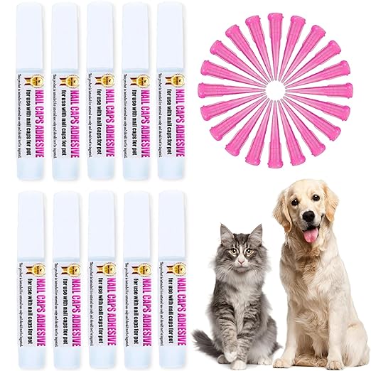 10pcs of Special Pet Nail Adhesive Glues & 20pcs of Applicator Tips for Cat Nail Caps and Dog Nail Caps