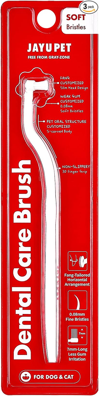 Dental Care Brush (Soft Bristles) - Toothbrush for Cat and Small Dog with Horizontal Head & Easy Grip Handle (3)