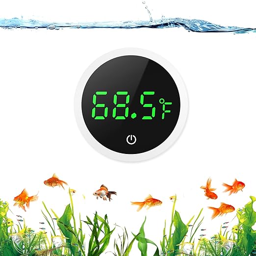 ORIA LED Digital Aquarium Thermometer, Stick-on Fish Tank Thermometer, Wireless Reptile Thermometer, Small Terrarium Thermometer with Touch Screen, Range of 32℉-140℉, for Fish Axolotl Turtle Betta