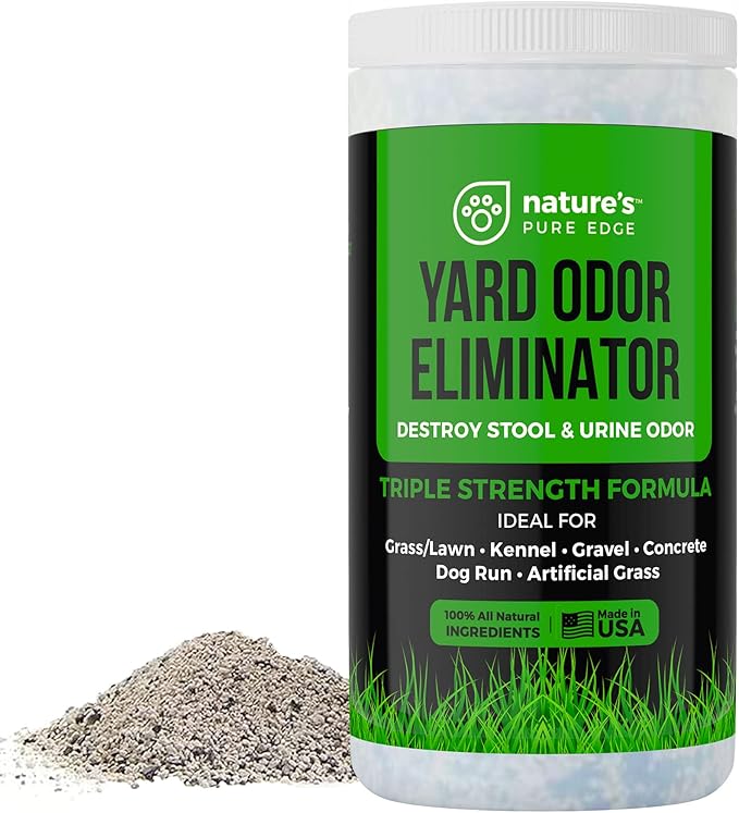 "Nature's Pure Edge,Yard Odor Eliminator. Perfect For Artificial Grass, Patio, Kennel, and Lawn. Instantly Removes Stool and Urine Odor. Long Lasting. Kid and Pet Safe.