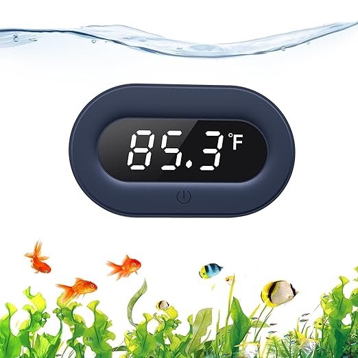 Fish Tank Thermometer, LED Digital Aquarium Thermometer Highly Accurate Temperature Measurement, Tank Thermometer for Freshwater and Saltwater, White Display ±0.9℉