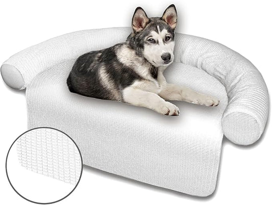 Dogs/Cats Bed Mats, Couch Cover for dogs, Sofa Style Luxurious Mat for Pets, Waterproof Lining and Nonskid Bottom Perfect on Dog Crate, Cat Cage or in The Car. (White Waffle, XL)