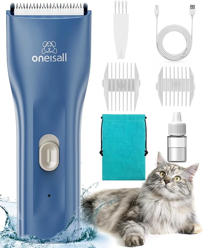 oneisall Pet Clipper for Cat Matted Hair, Pet Shaver for Cats Quiet Pet Hair Clippers Cordless Cat Clippers for Matted Hair Cat Clippers for Long Hair