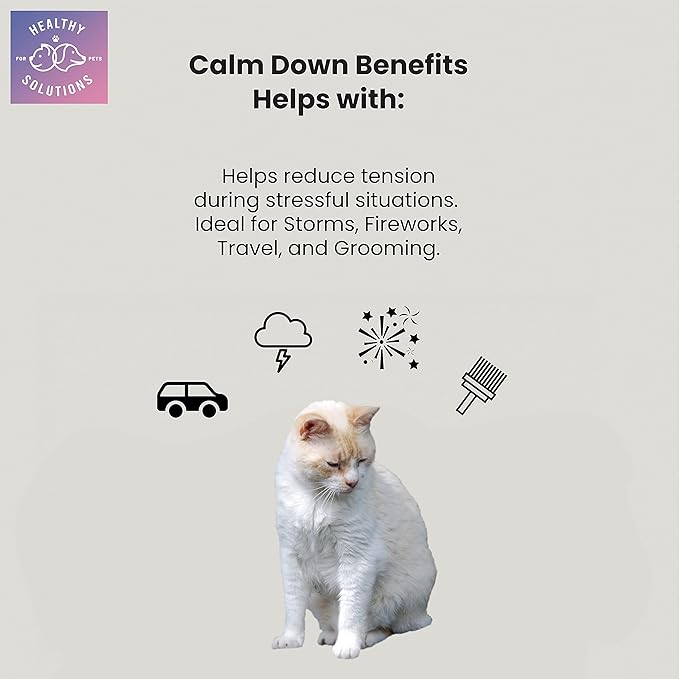 Calming Chews for Cats - Cat Calming Treats for Anxiety, Stress Relief Aid, Storms, Grooming, Fireworks, Separation, Travel, & Motion Sickness - Made in USA (60 Soft Chews- Cat)