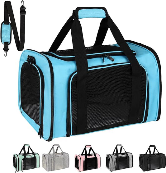 Dog Cat Carrier Pet Carriers for Small Medium Large Cats Dogs Carrier Soft Sided Small Puppy Dog Carrier Portable Foldable Airline Approved Dog Cat Travel Carrier Blue Medium