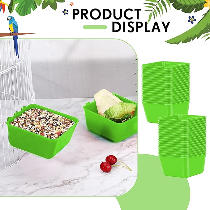 20 Pcs Cage Cups Chicken Feeder Waterer 16 oz Birds Feeders Hanging Bunny Cage Feeder Chicken Water Bowl for Pet Parrot Rooster Parakeet Gamefowl Poultry Pigeon Wire Cage (Green)