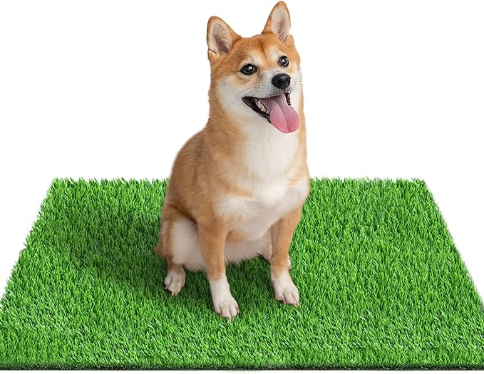 Dog Grass Pee Pad, 33.5 x 21.3Inch Artificial Grass for Dogs Reusable for Dog Potty Training, Dog Grass Pad with Drainage Holes for Indoor/Outdoor (1 Pack)