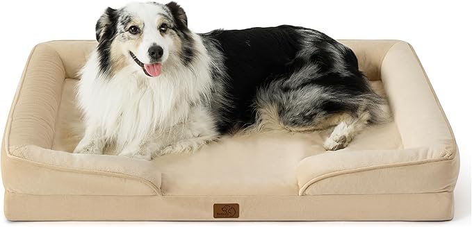 Bedsure Orthopedic Dog Bed for Extra Large Dogs - XL Washable Dog Sofa Beds Large, Supportive Foam Pet Couch Bed with Removable Washable Cover, Waterproof Lining and Nonskid Bottom, Light Khaki