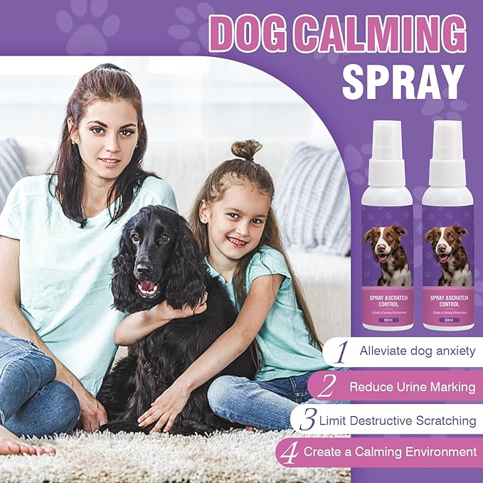 Dog Pheromone Calming Spray 2Pack Relief Stress & Anxiety - Pheromone Spray for Dog New Environment Anxiety and Stress Relief Calming Care for Small/Medium/Large Dogs Travel Home Vet Visits Fireworks