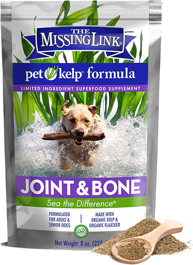 The Missing Link Pet Kelp Canine Joint & Bone 8oz Superfood Powdered Supplement, Organic & Limited Formula Supports Mobility for Adult & Senior Dogs