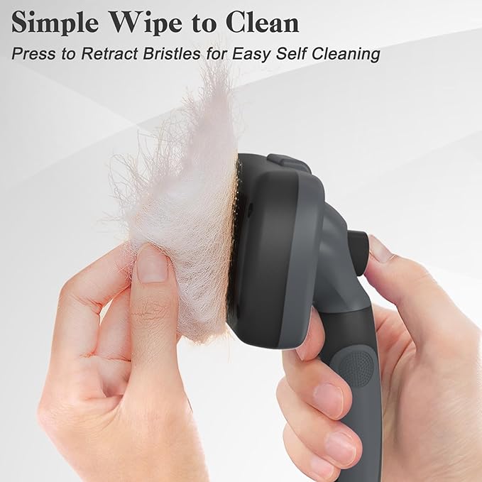 Self Cleaning Slicker Brush for Dogs & Cats, Skin Friendly Grooming Cat Brush, Dog Brush for Shedding, Deshedding Brush, Hair Brush Puppy Brush for Haired Dogs, Pet Supplies Accessories, Gray