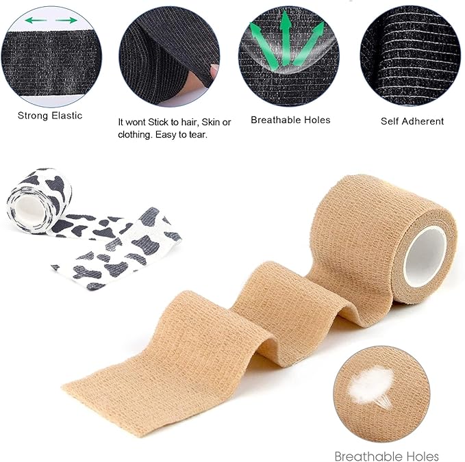 30 Rolls Self Adhesive Bandage Wrap 1/2 /3/4 Inch Four Size Wrap Cohesive Bandage for Dogs Dogs Cats Horses Birds Animals Non-Woven Strong Sports Tape for Wrist Healing Ankle Sprain & Swelling