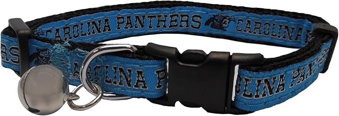 NFL CAT Collar Carolina Panthers Satin Cat Collar Football Team Collar for Dogs & Cats. A Shiny & Colorful Cat Collar with Ringing Bell Pendant