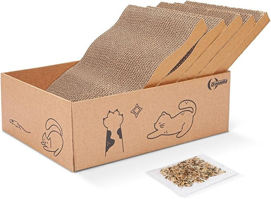 5 in 1 Cat Scratcher Cardboard,XL-Large Cat Scratch Pad,Cat Scratching Boards with Box for Medium to Large Cat Indoor Use Protecting Furniture Wall and Sofa