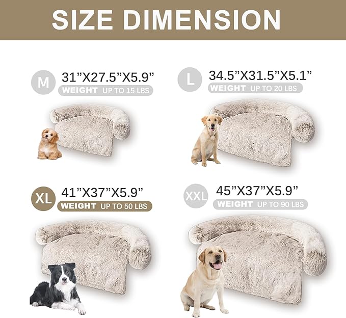 Tinaco Luxurious Calming Dogs/Cats Bed Mats, Washable Removable Couch Cover, Plush Long Fur Mat for Pets, Waterproof Lining, Perfect for Small, Medium and Large Dogs and Cats (Gradient Brown, XL)