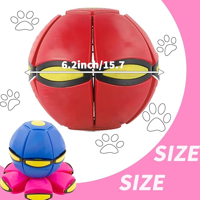 Dog Flying Disc Toy, Pet Toy Flying Saucer Ball with 3 Light for Dogs, Flying Saucer Ball Dog Toy Outdoor Toy Doggy Disc Ball, Outdoor Games Red+Pink 2PCS