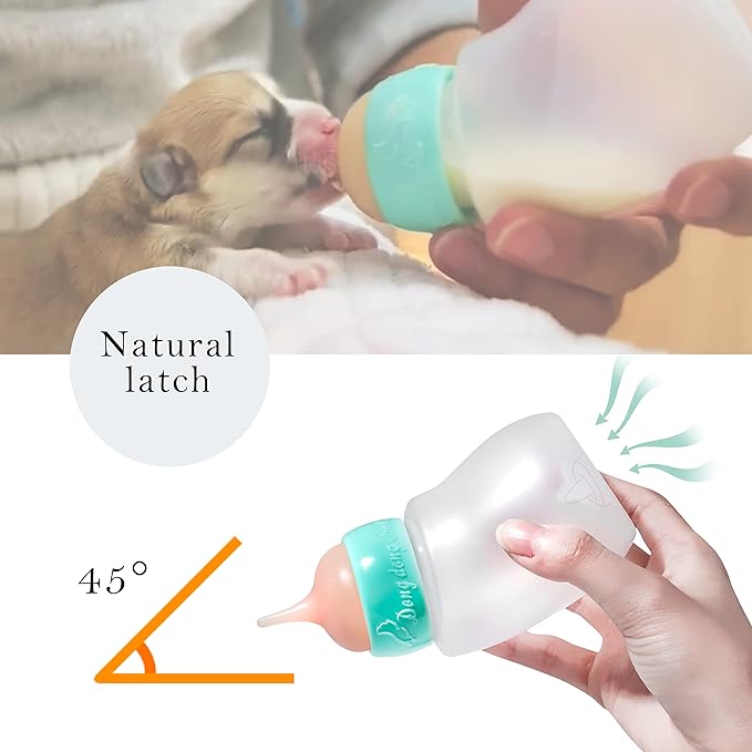 Pet Feeder Bottle,Silicone Feeding Nipple and Syringes for All Breed of Puppies,Kittens and Other Animals Dongdong pet (1 Bottle+3 Size Nipple+1 Syringe)