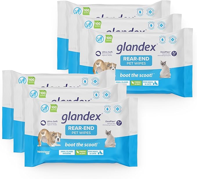 Vetnique Labs Glandex Dog Wipes for Pets Cleansing & Deodorizing Anal Gland Hygienic Dog & Cat Wipes with Vitamin E, Skin Conditioners and Aloe (600ct)