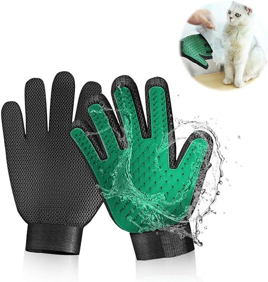 Pet Grooming Glove Hair Remover Brush Gentle Deshedding Efficient Pet Mitt Pet Massage Gloves Left & Right Hand Draw Dogs Cats Horses Long Short Fur (1Pair Left & Right Hand)