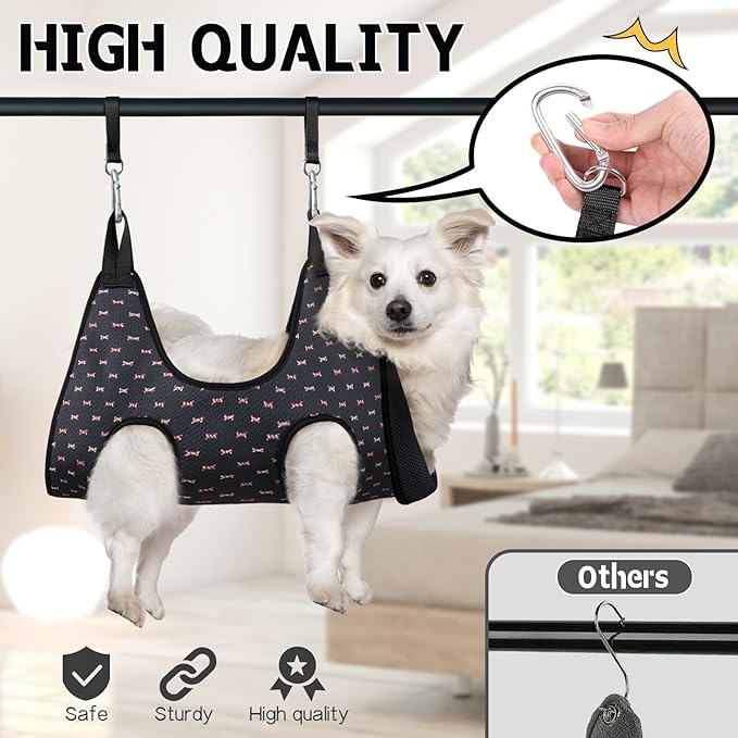 Supet Dog Grooming Hammock Harness for Cats Dogs, Relaxation Pet Restraint & Small Animal Leashes Sling Helper Nail Trimming Clipping