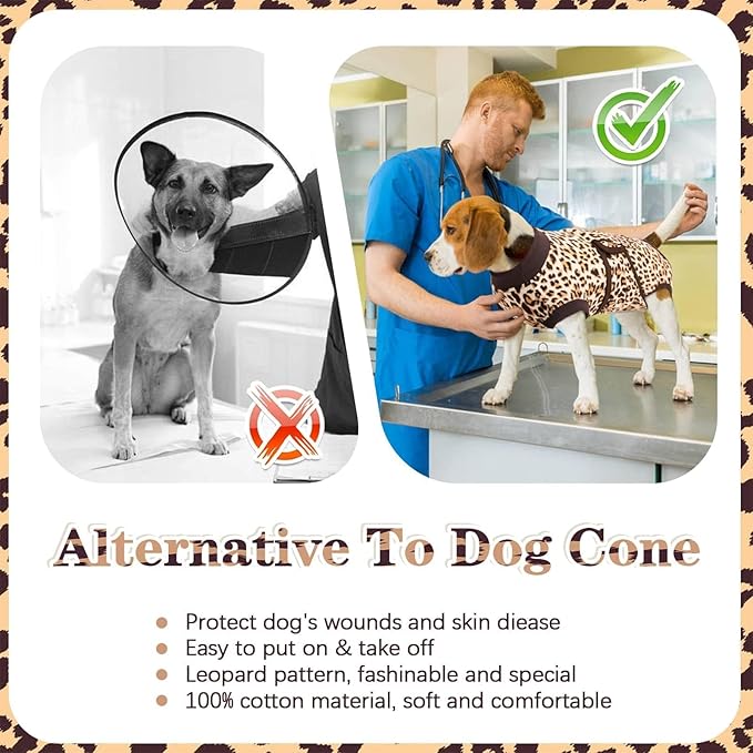 Kuoser Dog Surgery Recovery Suit, Recovery Suit for Female Male Dogs, Dog Onesie After Surgery Spay Neuter, Anti-Licking Pet Surgical Recovery Snugly Suit, Bodysuit for Abdominal Wounds Skin Disease