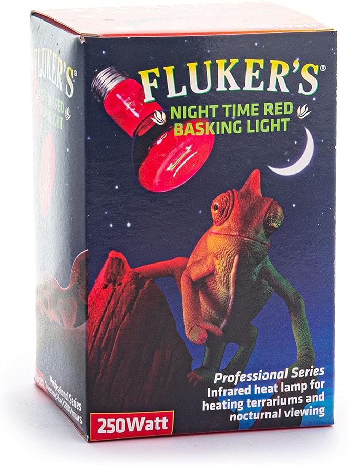 Fluker's Night Time Red Basking Spotlight, Infrared Heat Lamp for Reptiles, 250 Watt