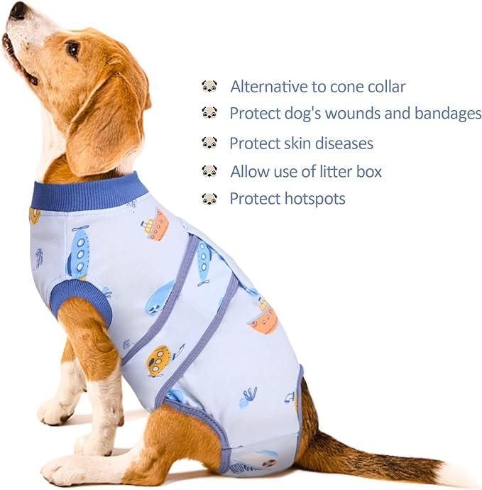 Kuoser Recovery Suit for Dogs Cats After Surgery, Professional Pet Recovery Shirt Dog Abdominal Wounds Bandages, Substitute E-Collar & Cone,Prevent Licking Dog Onesies Pet Surgery Recovery Suit