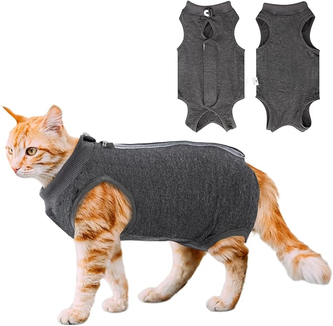 Cat Recovery Suit for Abdominal Wounds or Skin Diseases, Cat Onesie for Cats After Surgery Female Kitten Recovery Suit, Breathable E-Collar Alternative for Cats After Spay Anti Licking Wounds