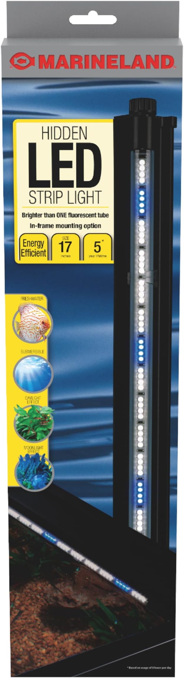 Marineland Hidden LED Strip Light for Aquariums, White and Blue LEDs