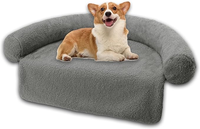 Dogs/Cats Bed Mats, Couch Cover for Dogs, Sofa Style Luxurious Mat for Pets, Waterproof Lining and Nonskid Bottom Perfect on Dog Crate, Cat Cage or in The Car. (Dark Gray Granular, L)