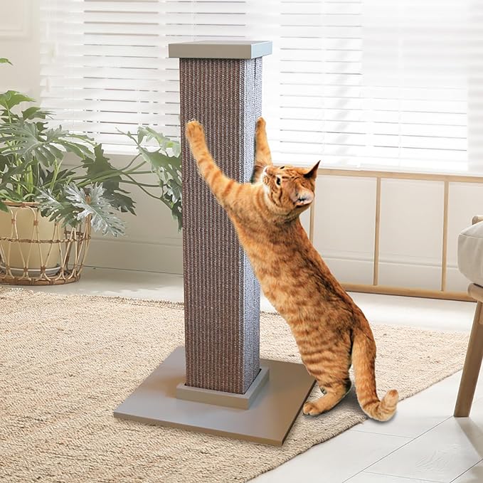 Ultimate Scratching Post – Gray, Large 32 Inch Tower - Sisal Fiber, Simple Design - For All Cats