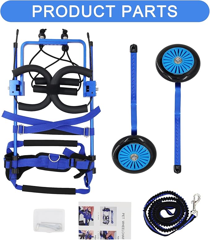 Adjustable Dog Wheelchair for Back Legs，Pet/Doggie Doggy Wheelchairs with Disabled Hind Legs Walking (S-Blue)