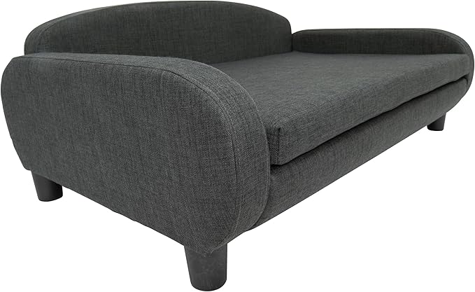 Paws & Purrs Modern Pet Sofa 41.5" Wide for Large Dog with Removable/Washable Mattress Cover, Dark Gray