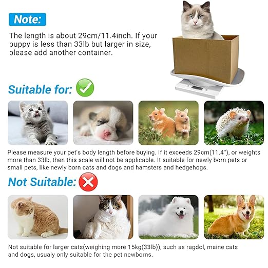 Digital Small Animals Scales for Weighing with Tape Measure, Puppy Whelping Scale Weigh Your Kitten, Rabbit with High Precision, Multifunction Electronic Baby Scales for Small Dogs